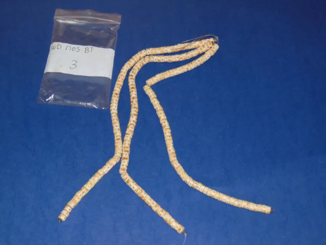 Hand Carved Etched White Wood Bead Strings 16 Inch Lot of 3 NOS 11