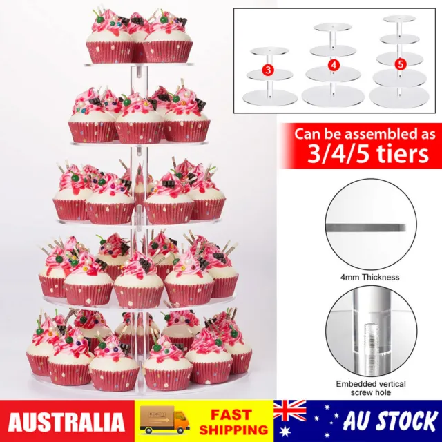 5 Tier Cake Stand Acrylic Clear Fruit Dessert Rack Holder For Party Serving Tray