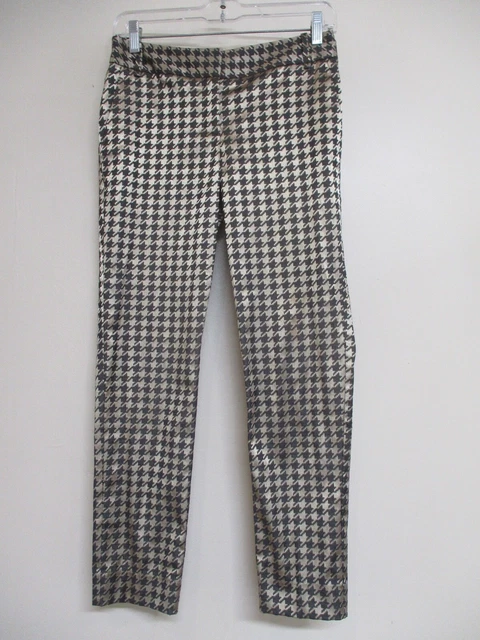 THE LIMITED Cassidy Fit Gold Brown Houndstooth straight leg zip dress pants sz 0 THE LIMITED Cassidy Fit Gold Brown Houndstooth straight leg zip dress pants sz 0