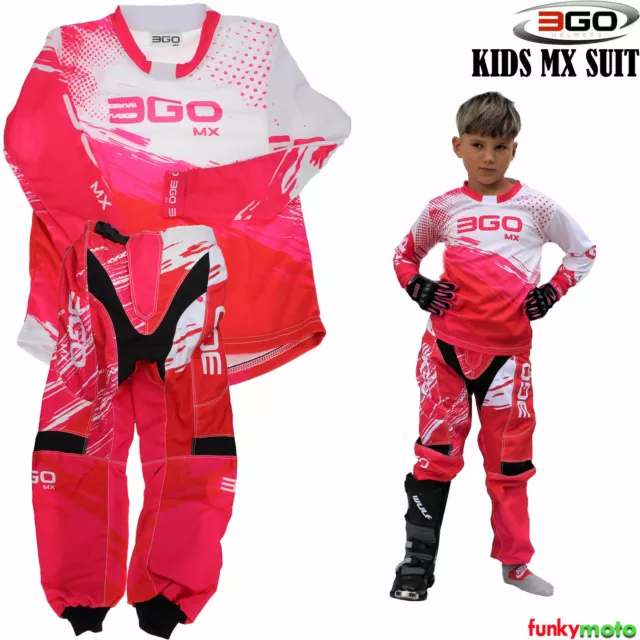 3GO Niñas Kit de motocross Traje niños carreras de motos Jersey Pantalones Ros