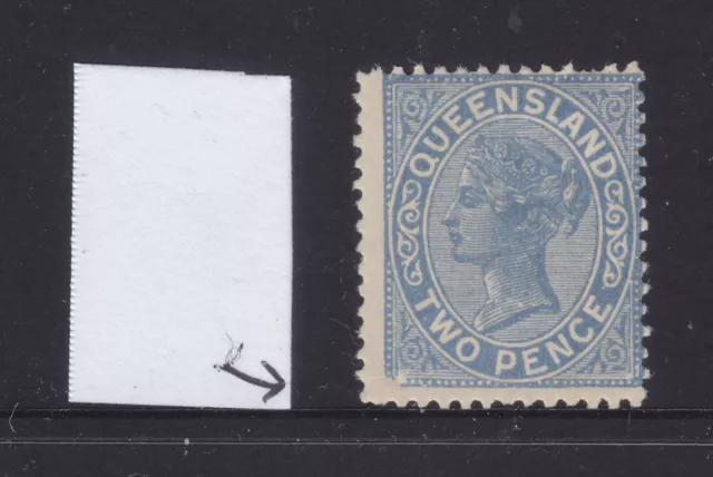 QLD:  1882  2ND SIDEFACE QV  2d BLUE  SG 188-9? WITH VARIETY BOTTOM LEFT  MUH?
