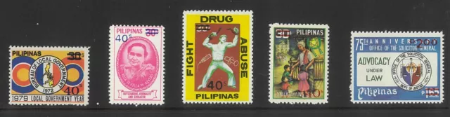 Philippines 1980 Surcharged Set of 5 Stamps Scott 1479/83 MUH 35-12