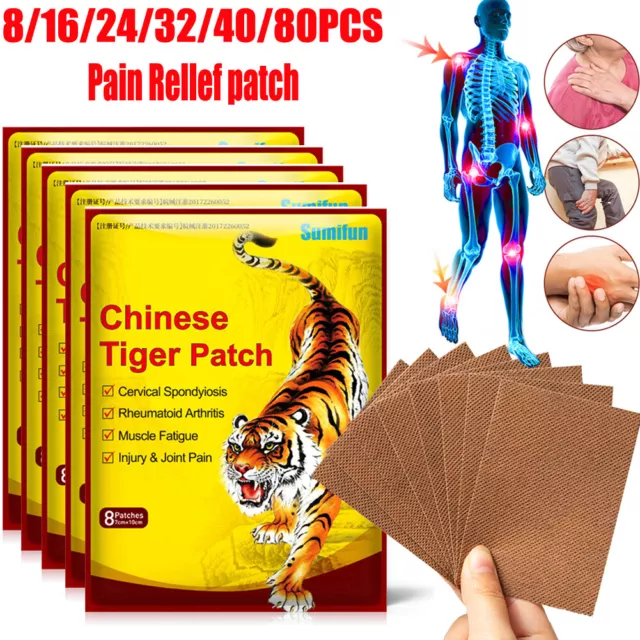 40 Tiger Patch Chinese Medical Back Heat Pain Relief Plaster Pad Balm Arthritis