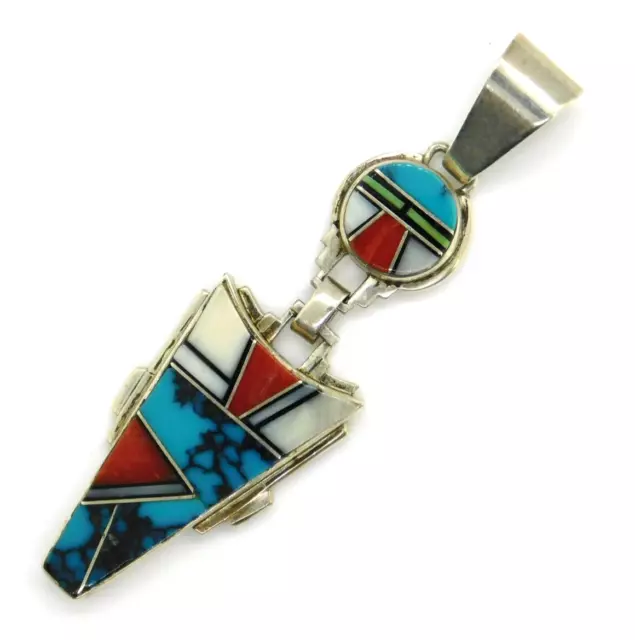NATIVE AMERICAN SIGNED Cecil Ashley 925 Sterling Inlaid Turquoise