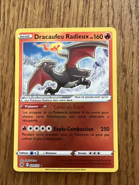 Carte Pokémon Radiant Dracaufeu 020/159 - Collection Crown Zenith - Carte Ultra Rare
