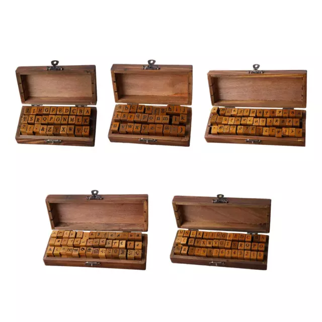 Wooden Rubber Stamps Alphabet Letter Scrapbooking DIY Crafts Card W/ Box Kids