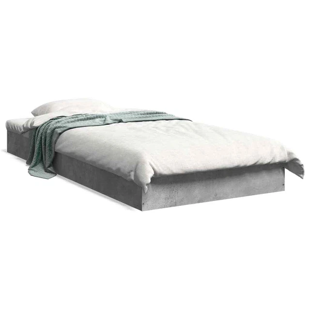 BED FRAME ENGINEERED Wood Concrete Grey 90 x 200 , Bedroom Furniture ...
