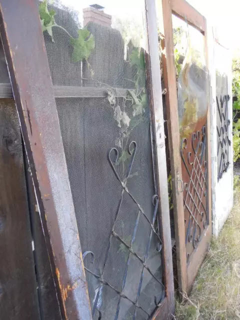 One Vintage 1950s Farmhouse Screen Door Metal Curlicue Shipping Available $$