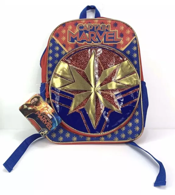 Girl's Captain Marvel 16" Backpack - Avengers Comics School Book Bag NWT