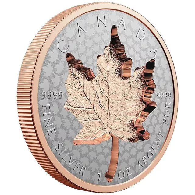 Silbermünze Maple Leaf Super Incuse 2022 Kanada - Rosegold veredelt - 1 Oz RP