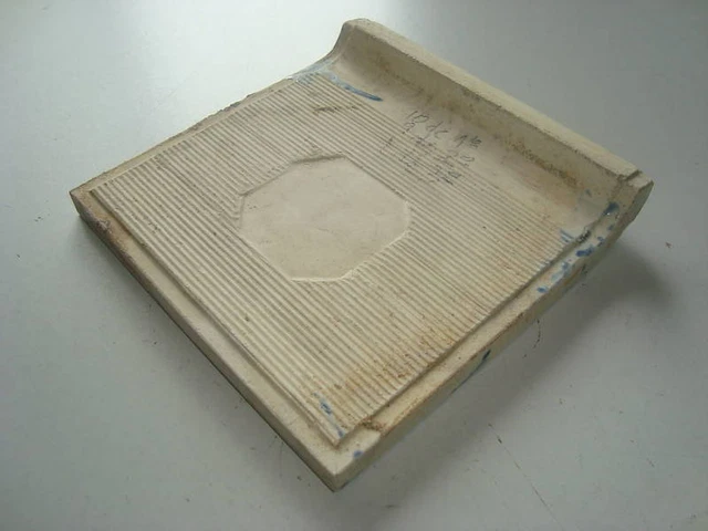 Art Nouveau original period majolica floor ending tile in blue 2