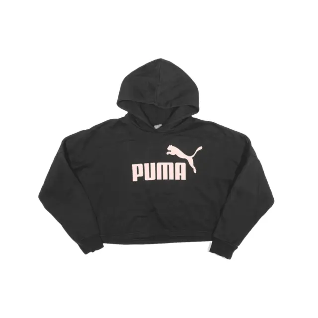 PUMA Cropped Hoodie Black Pullover Girls 11-12 Years