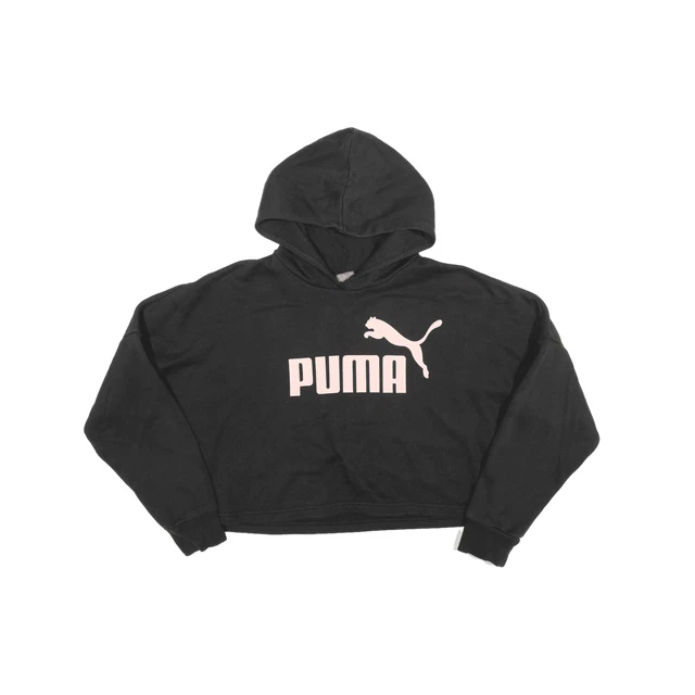 PUMA Cropped Hoodie Black Pullover Girls 11-12 Years