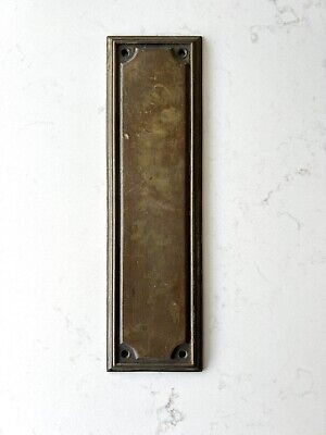 Vintage Brass Tone Victorian Door Push Plate -  10.5” X 3”