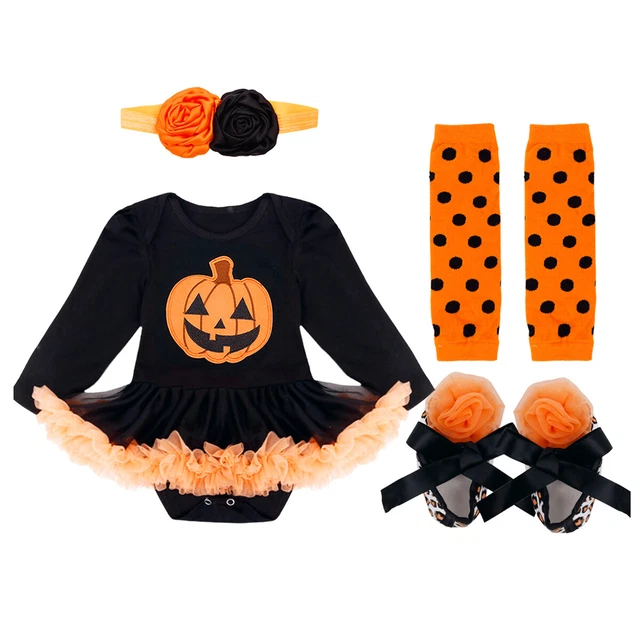 Girls Pumpkin Romper Newborn Outfit Baby Costume Dress Halloween Infant Gift Set