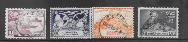 Malaya Singapore 1949 UPU fine used set 4 stamps
