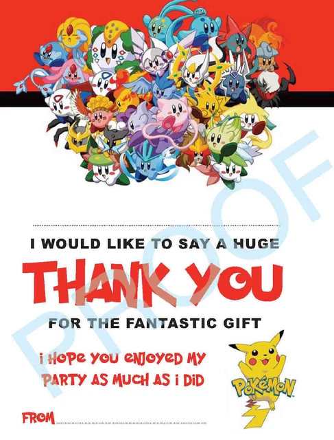 pokemon thank you cards Amscan 481859 Pokemon"Pikachu" Thank You Postcard, 8ct, Multi Color, One  Size : Amazon.co.uk: Stationery & Office Supplies