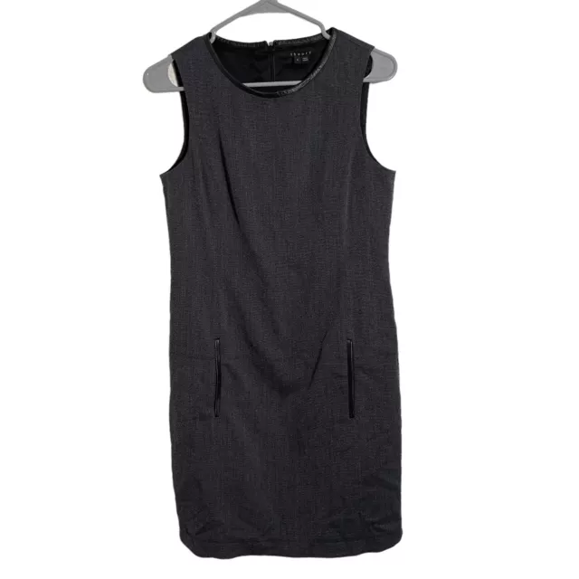 Theory Dress Women's 6 Wool Blend Gray Lamb Trim Lined Sleeveless Business