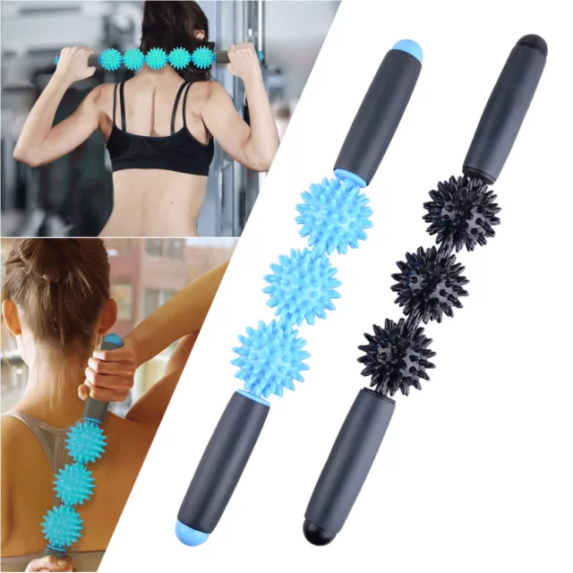 Yoga Spiky Ball Massage Stick Muscle Roller Fascia Pain Cellulite Gym Sports rt