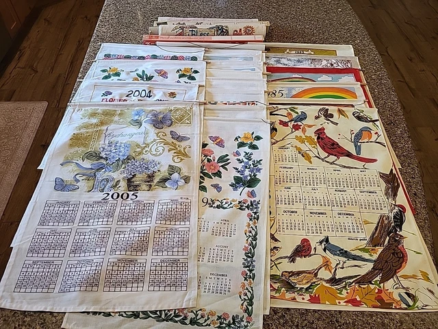 LOT DE 12 Torchons Calendriers paysages/ Ancien Vintage / Années 60 à