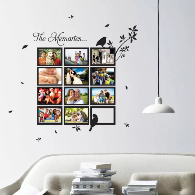 Family Multi Photo Frame Bird Tree Art Wall Quotes Wall Stickers Wall Decals