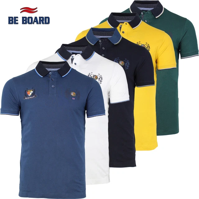 Polo uomo manica lunga BE BOARD cotone piquet 5 varianti M L XL XXL 3XL