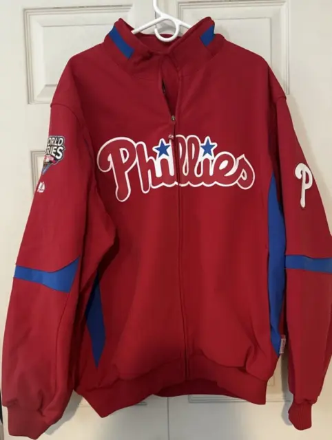 2009 World Series Philadelphia Phillies Jacket Mens XXL Majestic MLB Therma Base