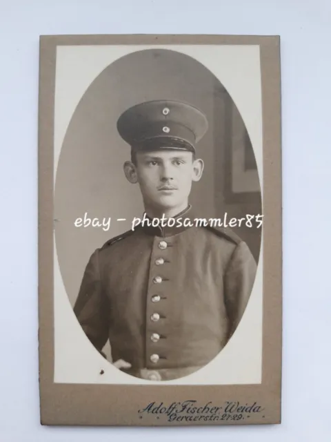 Weida schönes CdV Portrait Soldat Offizier Foto Fischer Thüringen Gera