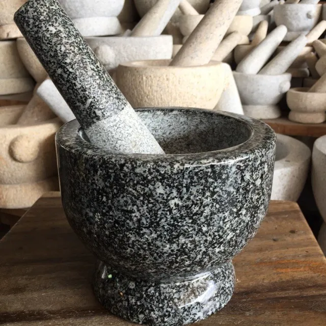 Granit Stone Mortar  Natural Home Set Grinder Spices Herb Size 8"x8"