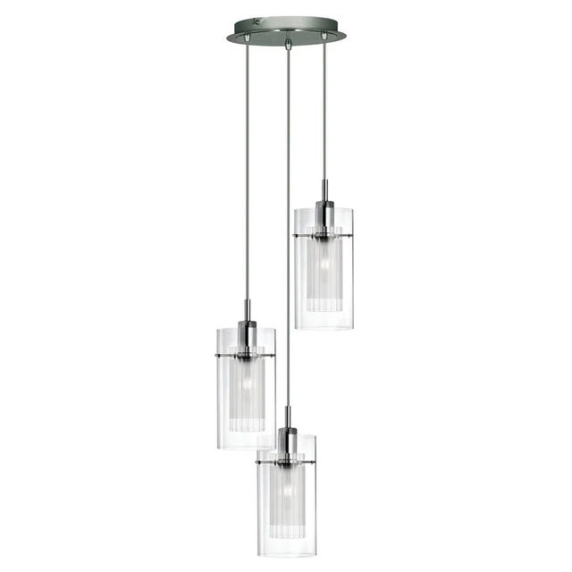 3 Light Multi Drop Chrome Double Frosted Glass Shade Ceiling Pendant Chandelier