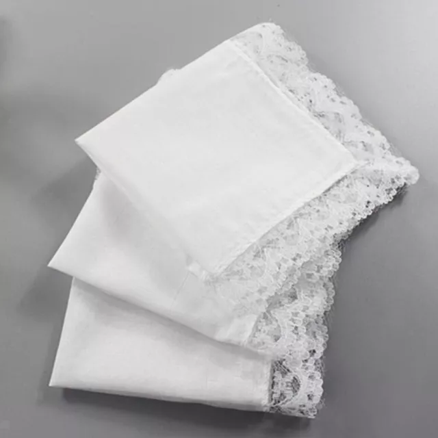 5er Pack  Baumwolle Weiß Taschentücher Spitze Stofftaschentücher für