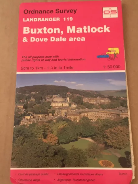 OS Ordnance Survey Landranger 119 Map: Buxton, Matlock, Dove Dale. VGC 2nd Post