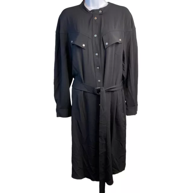 Rebecca Minkoff Black Callie Shirt Dress 2X Button Front Midi Minimalist NWT 2