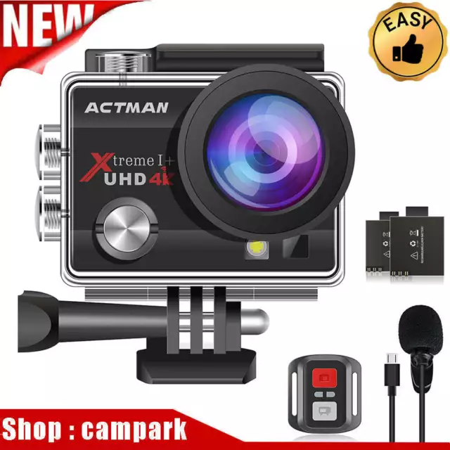Campark 4K UHD 20MP Waterproof Sports Action Camera WiFi EIS Video Recorder Cam