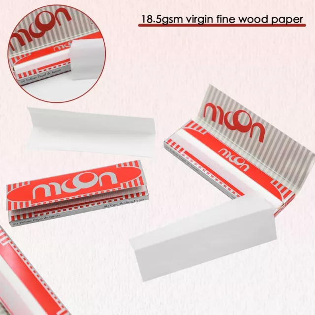 Moon 50 Booklets Rolling Papers Wood Papers 70 mm Cigarette Tobacco Full Box Red 3