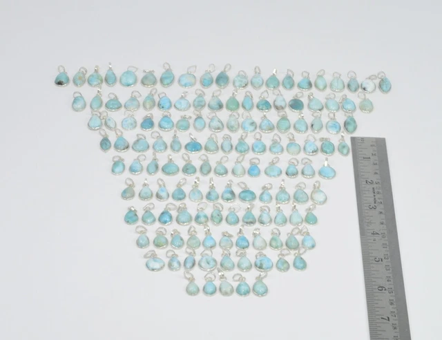 Wholesale 131Pc 925 Sterling Silver Natural Blue Larimar Pendant Lot Gtc164 R569