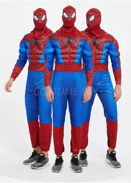 Men's Superhero Muscle Costume Spiderman Superman Batman Deadpool Thor Halloween