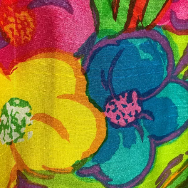 Vintage 60s Hawaiian Dress Size 8/10 Lime Green Pink Orange Retro Bold Floral 2