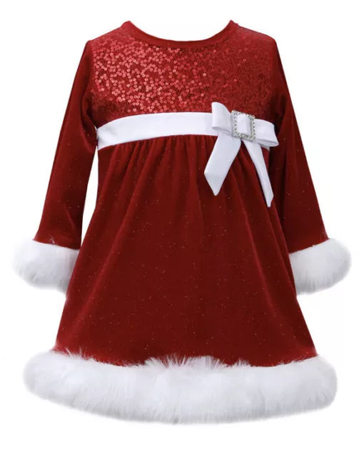 Toddler Girls' Bonnie Jean Red/White Sequin Christmas Santa Dress Sz 2T NWT