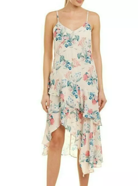 $338 NWT PARKER Size XS FLORAL ASYMMETRICAL RUFFLE DRESS MELLOW MEADOW MULTI