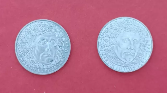 BRD 5 DM Gedenkmünze - Martin Luther - 1983 - 5 Deutsche Mark 2 Stück