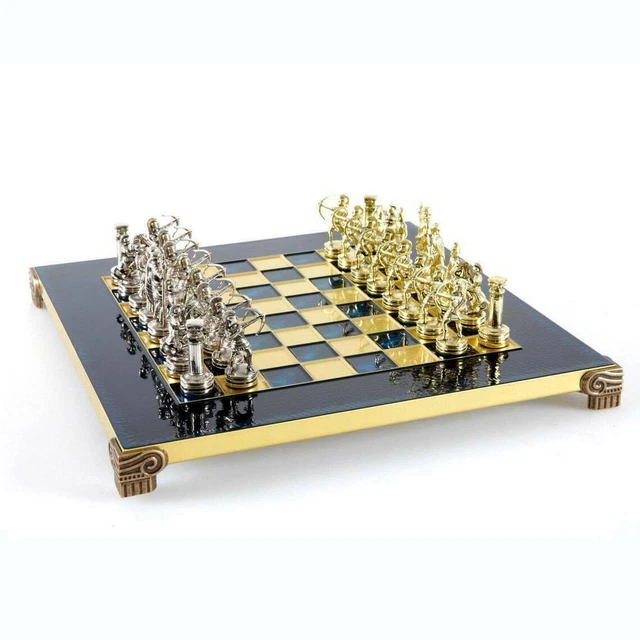 Jeu D'échecs Lanceur De Disque Manopoulos – Pions Laiton Nickelé – NEUF