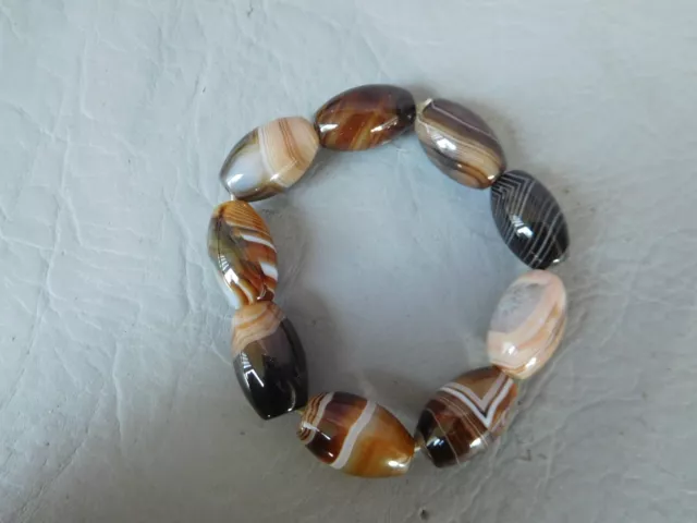 bracelet élastique pierre naturelle perle olive agate marron beige grise femme