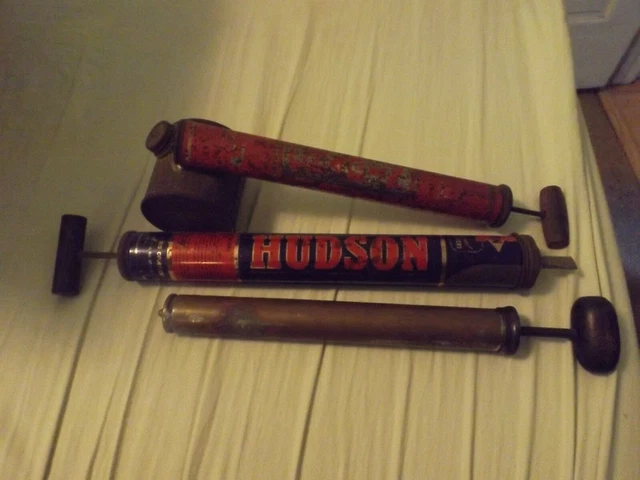 Lot of three Vintage/Antique SPRAYERS/BUG SPRAYERS HAND PUMP WOOD METAL
