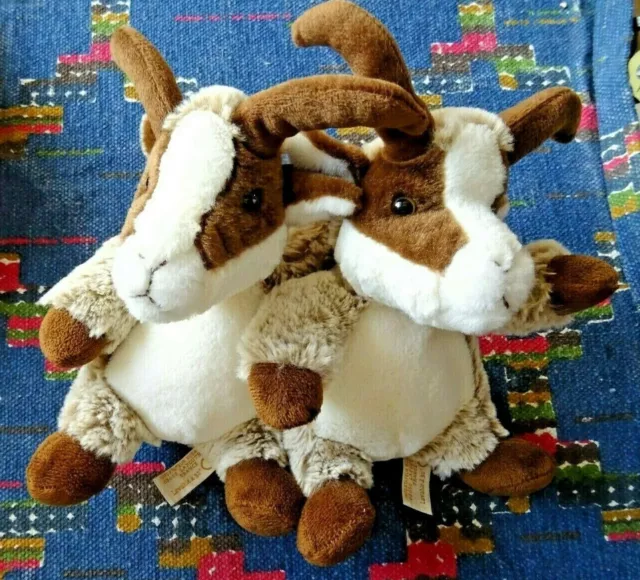 Gb2/ Lot De 2 Doudou Peluche Dani Creations Chamois Bouc Blanc Marron Chine