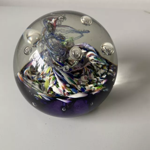 Vintage Caithness Multicoloured "Myriad" Glass Paperweight Scotland C62355