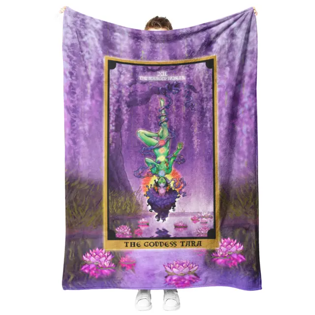 The Goddess Tara The Hanged Woman Tarot Card Throw Blanket Hindu Indian Witch 3