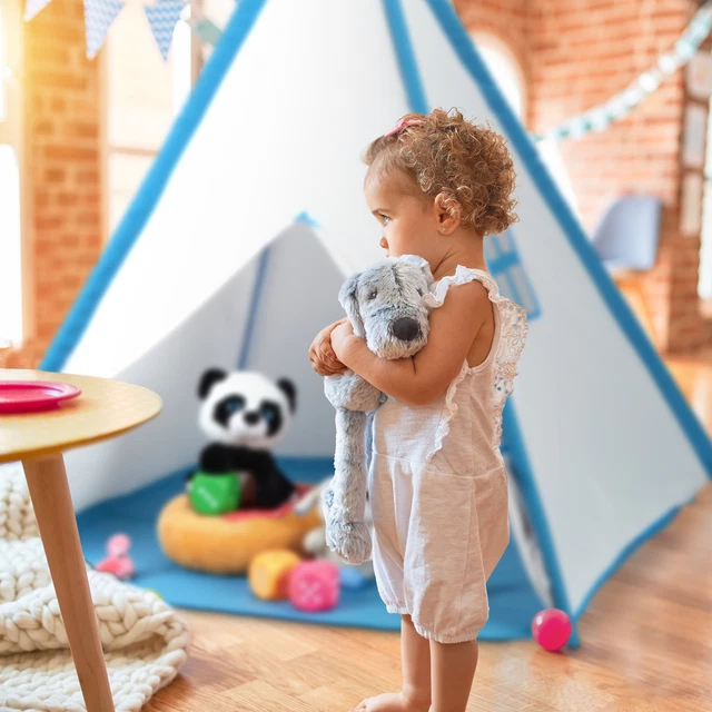 Tente Pingouin Bleu Pour Enfants – Cabane Pliable Intérieur/extérieur – Jeu Et Rangement