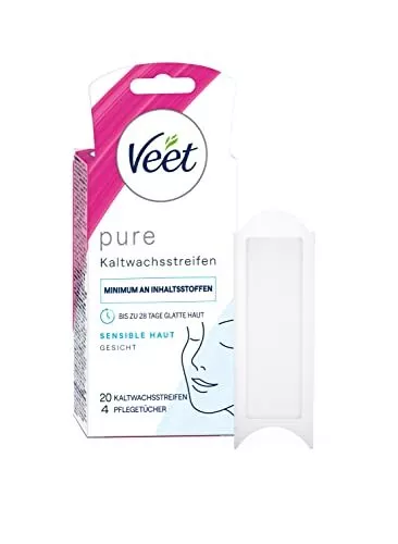 Veet PURE Kaltwachsstreifen  – Anwendung für Gesicht  – 20 Stück