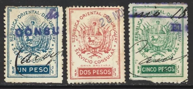 Uruguay 1889 Revenue Consulate Small Group VG Used